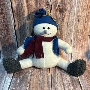 Cozy Snowman 17”x11” Plush with Blue Hat and Scarf Item #PHK977